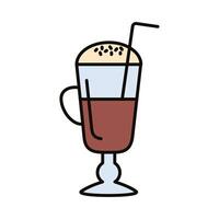 iced coffee with straw beverage line and fill style icon vector