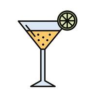 cocktail cup with lemon drink beverage line and fill icon vector