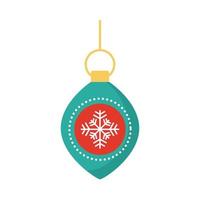 happy merry christmas ball with snowflake flat style icon vector