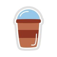 plastic drink pot sticker flat style icon vector