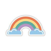 icono de estilo plano de etiqueta de arco iris vector