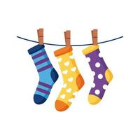 down syndrome socks hanging in wire flat style icon vector