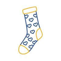 down syndrome sock with hearts line style icon vector