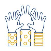 down syndrome hands up line style icon vector