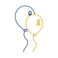 balloons helium with down syndrome campaign ribbons line style icon vector