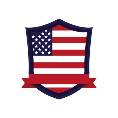 united states of america flag in shield with ribbon