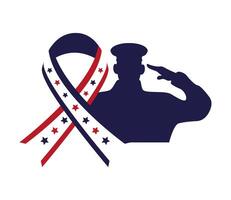 officer military silhouette with ribbon campaign vector