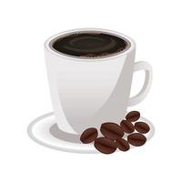 bebida de taza de café con granos vector