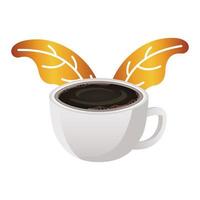 coffee cup drink with leafs icon vector