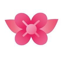 pink flower and leafs silhouette style icon vector