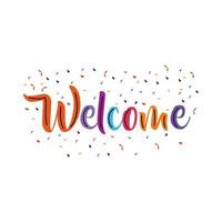 welcome label lettering with set colors letters vector