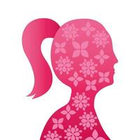 woman profile with flowers pattern vector