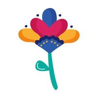 beautiful flower and leafs garden flat style icon vector