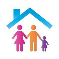 parents couple with daughter figures in house degradient style icon vector