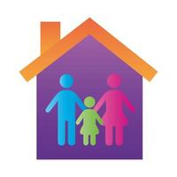 parents couple with daughter figures in house degradient style icon vector