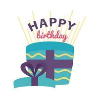 happy birthday badge with open gift box vector