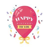 happy birthday badge with balloon helium in white background vector