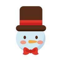 happy merry christmas snowman flat style icon vector