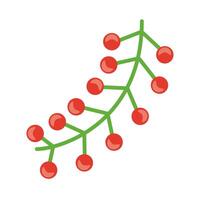 happy merry christmas berries in branch flat style icon vector