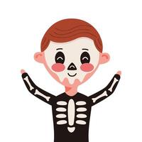 little boy with skeleton disguise character vector