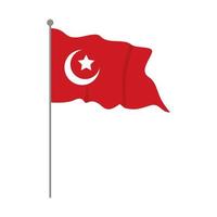 turkey flag country patriotic in pole vector