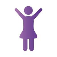 female avatar figure with hands up degradient style icon vector