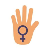 símbolo de género femenino en la mano icono de estilo plano de parada vector