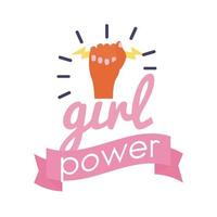 girl power feminism lettering flat style icon vector
