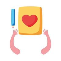 text book with pencil and heart supplies icon vector