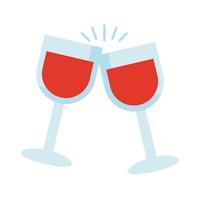 copas de vino beben icono de estilo plano vector