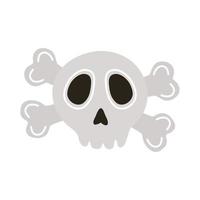 halloween head skull with bones crossed flat style icon vector