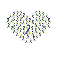 down syndrome campaign ribbons pattern in heart flat style icon vector