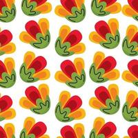 beautiful red and yellow flowers garden pattern background vector