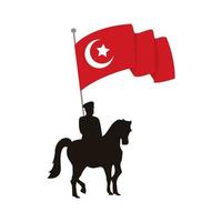 turkey soldier in horse with flag country patriotic vector