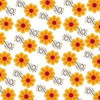 beautiful yellow flowers garden pattern background vector