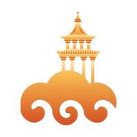 chinese cloud sky with columns tower vector