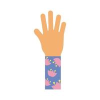 hand stop with floral sleeve feminism flat style icon vector