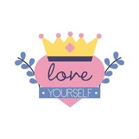 love yourself feminism lettering flat style icon vector