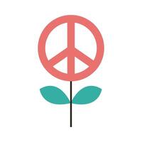 símbolo de paz en línea de flores e icono de estilo de relleno vector