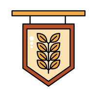 label with barley branch oktoberfest line and fill style icon vector