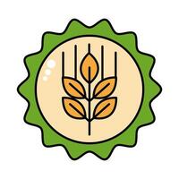 beer cap with leaves line and fill style icon vector