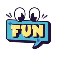 slang speech bubble with eyes and fun word line and fill style vector