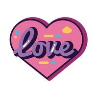 slang expresion love word in heart line and fill style vector