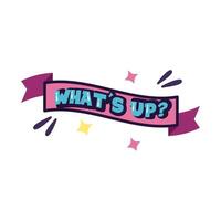 slang expresion whats up word in ribbon line and fill style vector