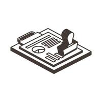 Bars chart in checklist with seal line style icon vector design