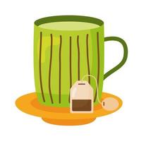 diseño de vector de icono de taza de té a rayas