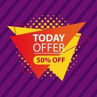 today offer fifty off in label vector design