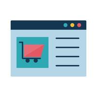 Digital marketing cart in website flat style icon vector design