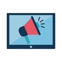 megaphone in tablet flat style icon vector design