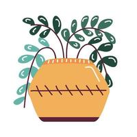 house plant in pot yellow color with decoration scandinavian style vector